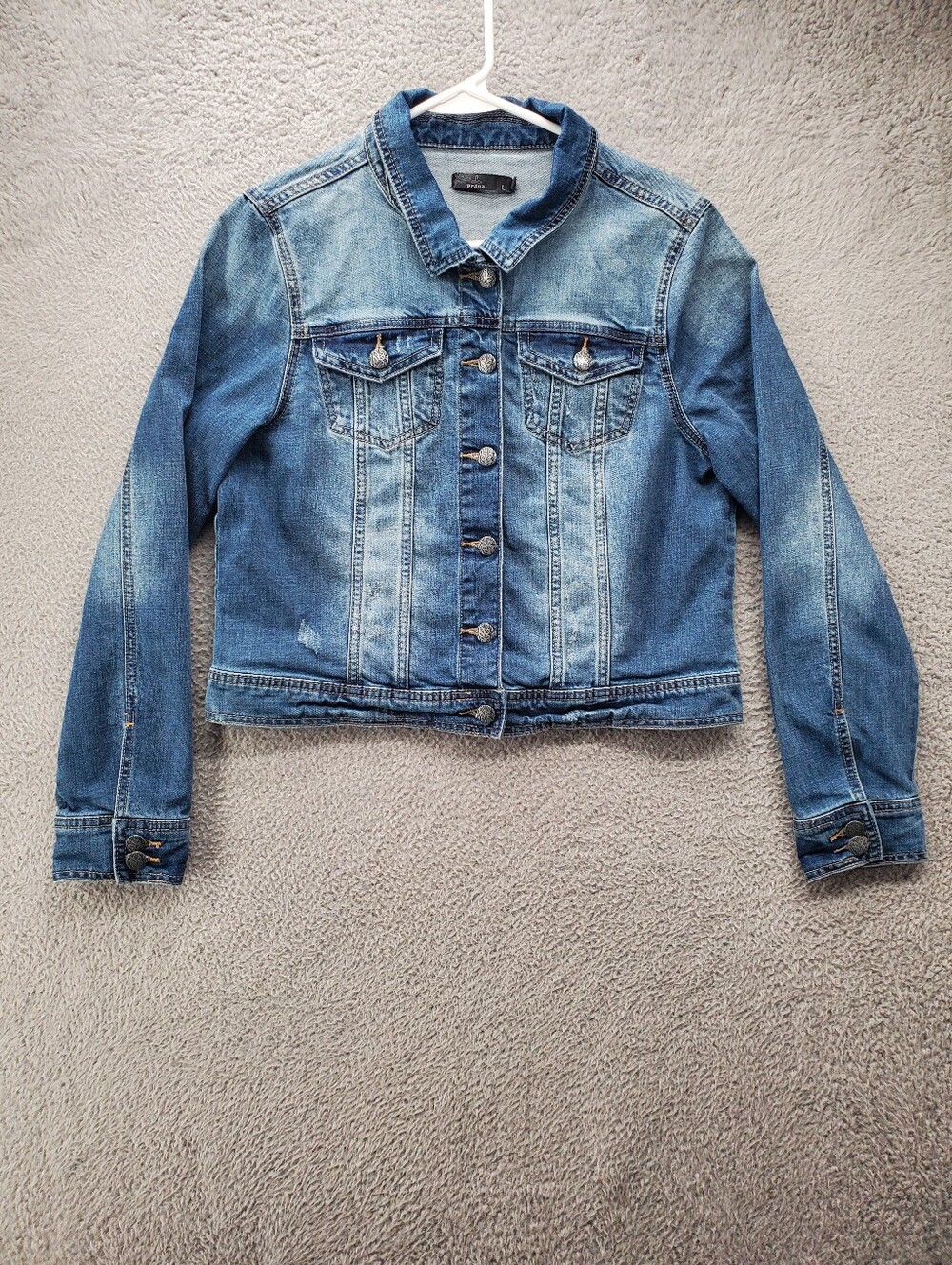 Prana Dree Denim Jean Jacket Womens Size Large Blue